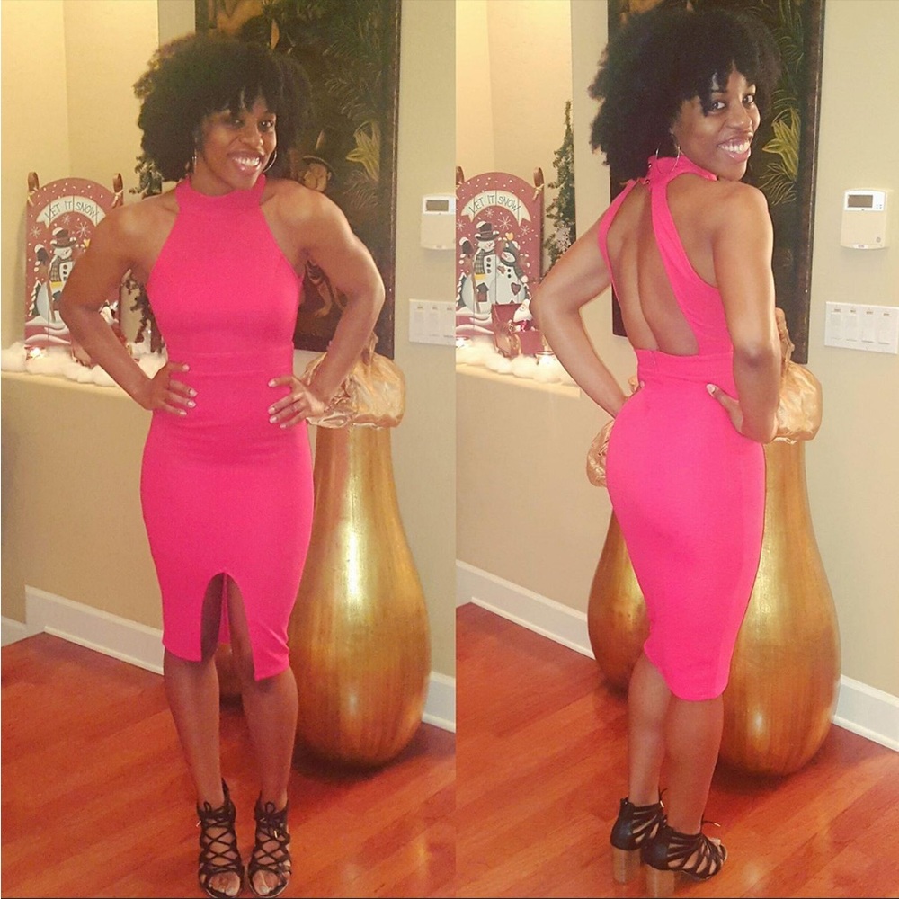 Women’s small red backless midi
